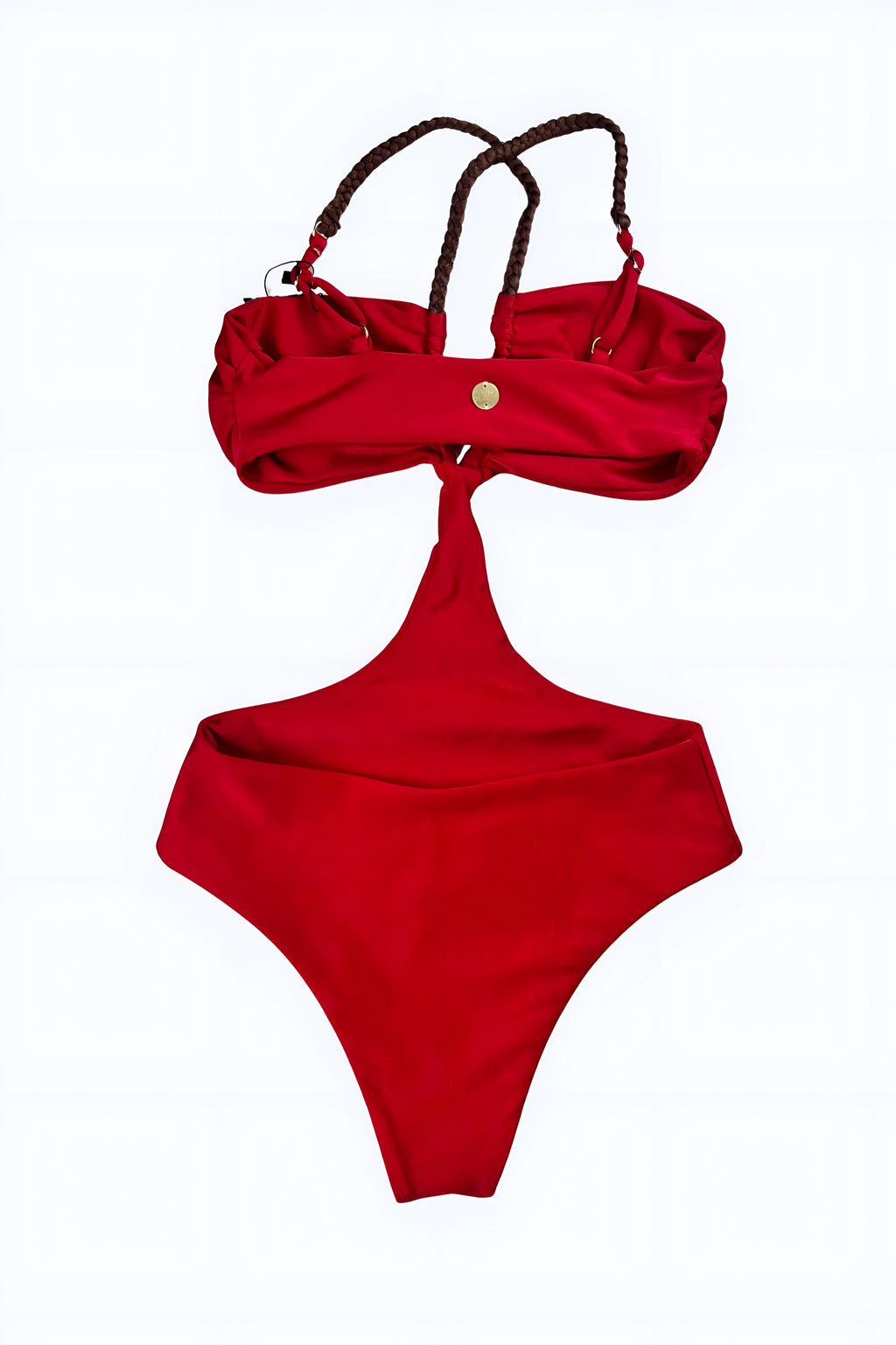 Bali Monokini Braided Straps Christmas Red — Brazilian One Piece Fitness Swimsuit