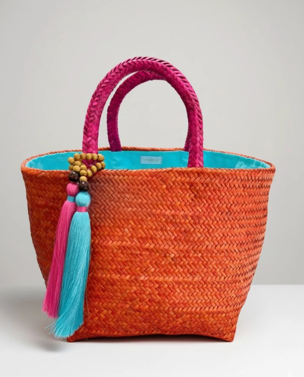 Tropical Charm Handwoven Straw Bag by Handju Bags – Premium Artisan Craft, Hand-Tinted Straw, Made in Brazil