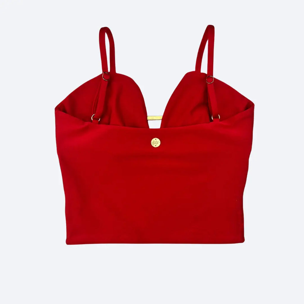 Iara Red Christmas Crop Top with Gold Detail My Store