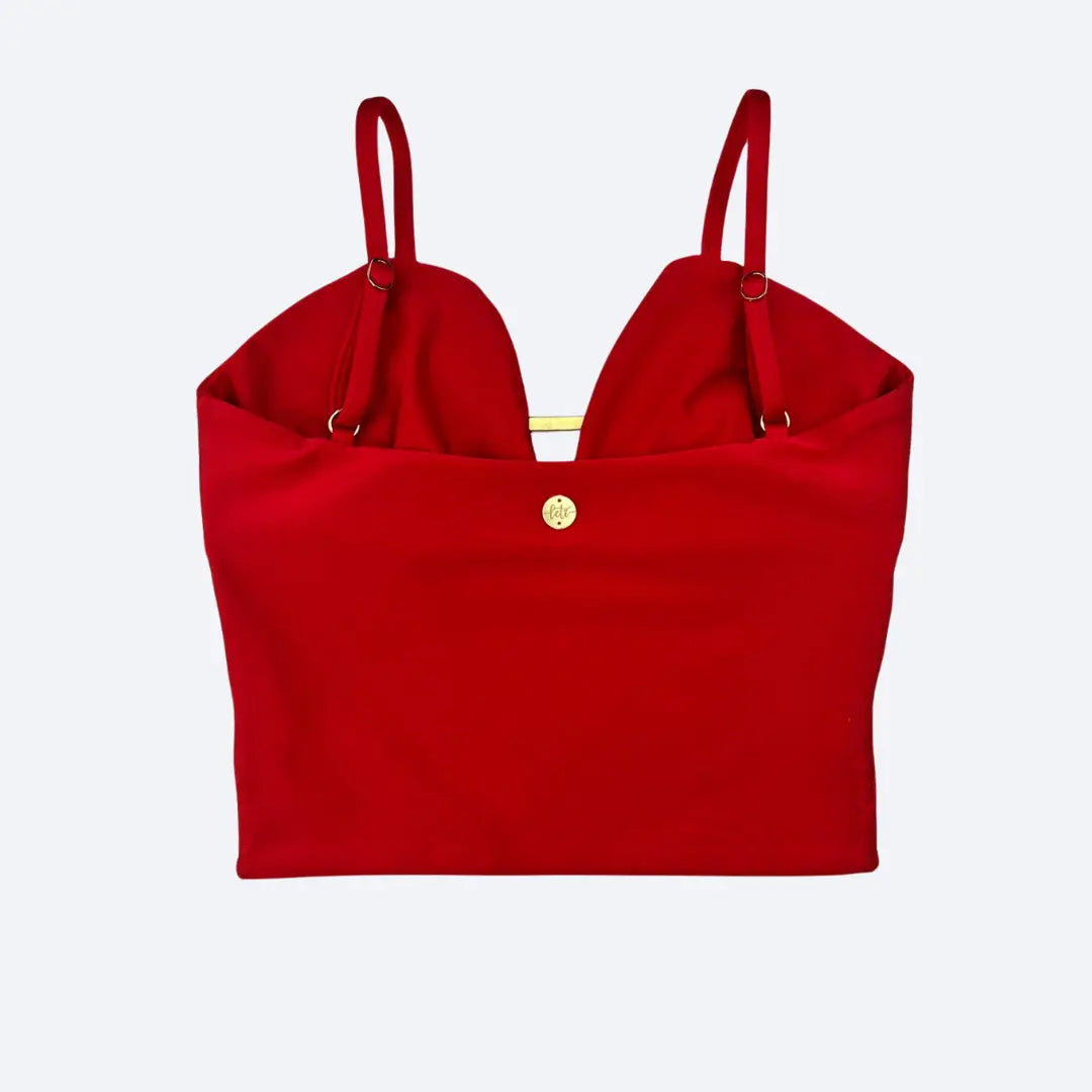 Iara Red Christmas Crop Top with Gold Detail My Store