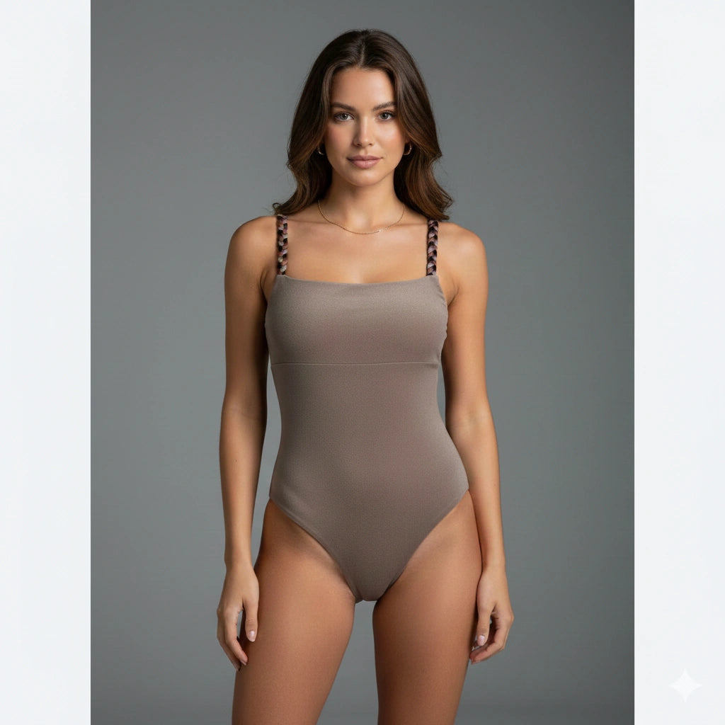 Aurora Dark Taupe VersaFit Braided Strap Bodysuit