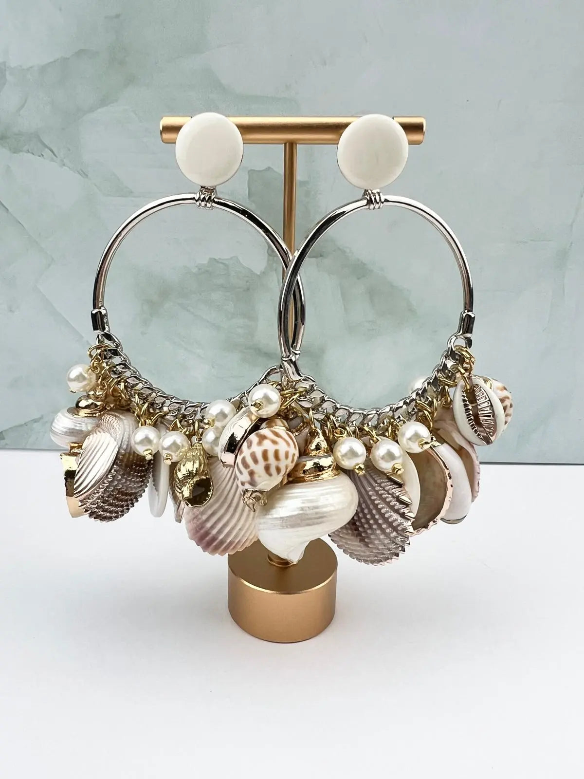 Boho Dangle with Natural Seashell Charms Earrings Handcrafted Brazilian Coastal Jewelry