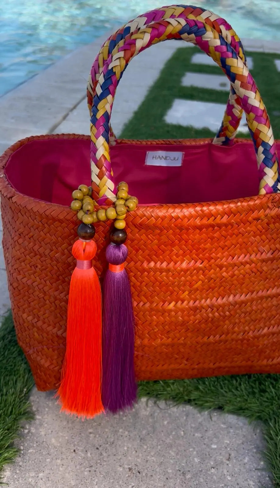 Borogodó Tote Orange Pink Artisan Straw Bag