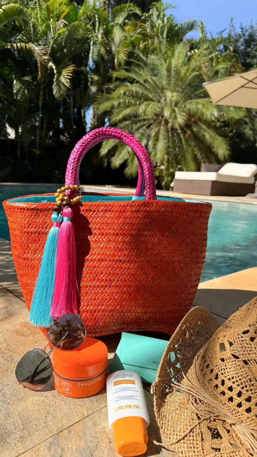 Tropical Charm Handwoven Straw Bag by Handju Bags – Premium Artisan Craft, Hand-Tinted Straw, Made in Brazil