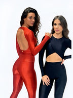 Essenza Asymmetric Long-Sleeve Bodysuit – Sculpting Brazilian Athleisure with UV Protection